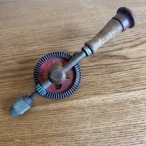 Vintage Dunlap Hand Drill Red Wheel Made in USA